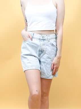 Mango Pale Blue High-Rise Denim Shorts